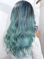 ブレイズヘアー(BLAZEhair)&nbsp;【水色カラー】ホワイトバレイヤージュ×ブリーチ２回