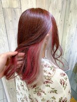 ミー 新宿(MII) レッド×ホワイトインナーカラー/ダブルカラー/髪質改善/新宿