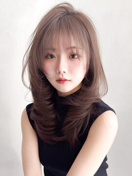 アグノス 青山(Agnos) ミルクブラウンワンカールレイヤーカットダークパープル