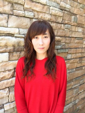 エノモト(ENOMOTO) 斜めバングフェミニンウェーブニュアンスカラー20代30代40代