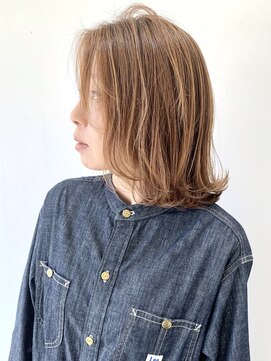 フォーク FOLK 【FOLK】透明感ハイライトベージュ☆似合わせ外ハネレイヤーボブ