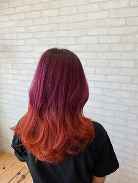 ヘアーメイク リライ(hair make rely) レッド×オレンジ　夏にぴったりカラー♪