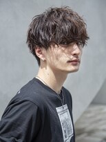 スペインカールスパイキーショートブルーブラック韓国マッシュ