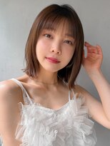 リヤン 表参道(lyann)&nbsp;くせ毛風カールモテ髪斜めバングイメチェン前髪セミディ美髪