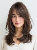 ふんわり動きミディ|小顔レイヤー