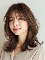 ヘアー ミッション 心斎橋店(hair Mission)&nbsp;顔まわりミディアムレイヤー/ミルクティーアッシュベージュ