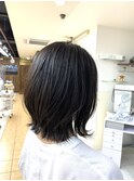 大人女性くびれひし形ヘア/ミディアムボブ/ふんわりミディ