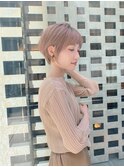 ショート×ハイライト白髪ぼかし×マチルダボブ[心斎橋]