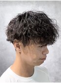 刈り上げツーブロックマッシュ波巻きスパイラルパーマ　　h