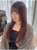 ピンクラベンダー 暖色 顔周りレイヤー ピンクカラー ロング