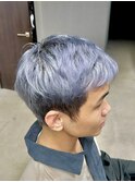 フェザーパーマ/グレーブルーカラー/刈り上げショートパンク