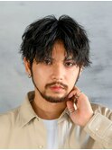 原宿ゆるめツイストスパイラルパーマメンズカットセンターパート