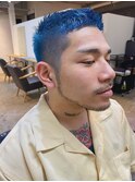 メンズフェード系ベリーショート アクアブルー