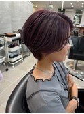 大人かわいい耳掛けハンサムひし形束感ショート☆ペールパープル