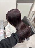 ブリーチなしラベンダーカラー顔まわりレイヤー韓国前髪あり
