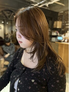 ノラ ヘアーサロン(NORA HAIR SALON) ブリーチなし赤み消しカラーレイヤーカット顔まわりカット