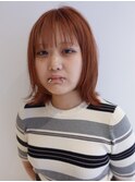 ピンクオレンジ/ミディアムボブ