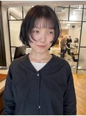 顔まわりボブレイヤー×暗髪カラ ▽福永