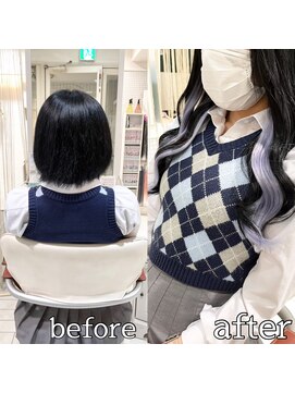 ヴォーグ(VOGUE) シールエクステ90枚でインナーカラーロング☆