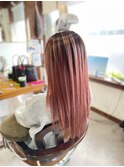バレイヤージュ ×   ペールピンク