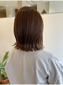 ベージュブラウン×切りっぱなし外ハネボブ
