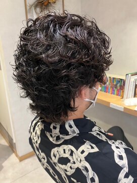 ヘアーサロン オレオ(OREO) 大人男子のミディアムウルフ×ハードウェーブ