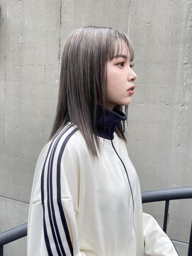 ジーナ(XENA) オリーブブラウン×前髪カタログ×渋谷