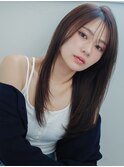 髪質改善ストレート ブラウン シースルーバング レイヤーカット