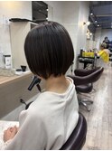 大人ショートボブ丸みショートカットマッシュショート前髪あり