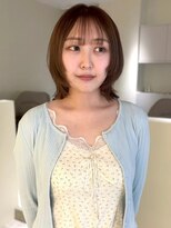 ユニバイリサ 天神大名店(uni by risa) ショート くびれボブ 顔周りレイヤー マロンベージュ 艶カラー