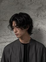 吉 船橋(kici) 船橋黒髪メンズウルフパーマセンターパート無造作ウェーブ
