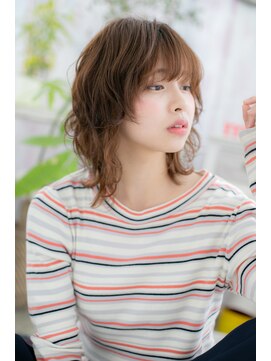 ミック ヘアアンドメイク アップ 駒込店(miq Hair&Make up) フレンチカジュアルマットブラウンくせ毛風ボブウルフb1