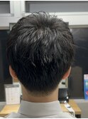 メンズ/アップバング/ツーブロックマッシュ/束感ショート波巻き