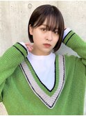 ミルクブラウン/ダークパープル/ナチュラルショート/夏/センター