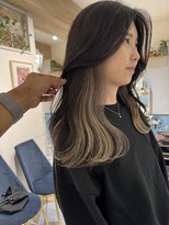 ロンド ストラーダ 心斎橋(Lond strada)&nbsp;韓国前髪顔周りロング×インナーグレージュ[心斎橋/髪質改善]