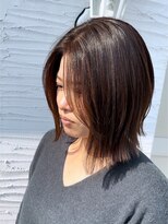 ヘアーエポック(hair epoque) くびレイヤーエモージュ外はねボブアッシュグレー