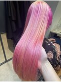 ブロンズ×ピンクMIXヘアスタイル【半個室/マンツーマン施術】