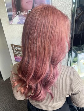 ヴェール(Veil) ＠ペールピンクピンクベージュ韓国巻きレイヤーカットブリーチ