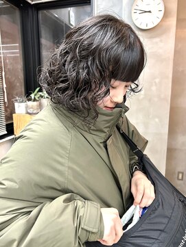 くるくる　ボブパーマ　ミニボブ20代30代ショートウェーブ