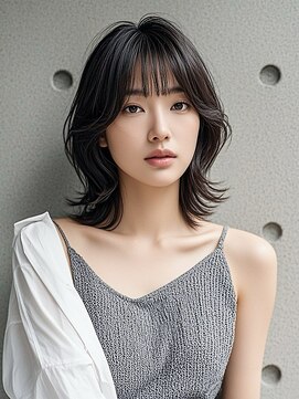 エイチ ウルフカット 大阪梅田(811) アンブレラカラーミディアムヘアショートカットセミロング50代