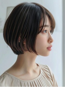 アース 天満橋店(HAIR & MAKE EARTH) 前下がりショートボブ/縮毛矯正/地毛風ストレート◎美髪