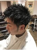 メンズツーブロックセイムショートレイヤーアップバングスタイル