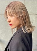 【デザインカラー】顔周りレイヤー外ハネボブ×ハイトーン◎