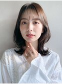 ワンカール美髪フェミニンミストバング栗色ナチュラルウルフ