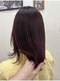 大人可愛い透明感カラーワインレッドブラウン艶感