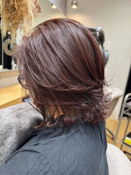 フィゼル あべのルシアス店(Aujua fizelle) 白髪ぼかし×レイヤースタイル×ピンクベージュ