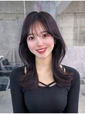 黒髪ボブルフネビージュ小顔ワンレン顔まわり韓国レイヤーカット