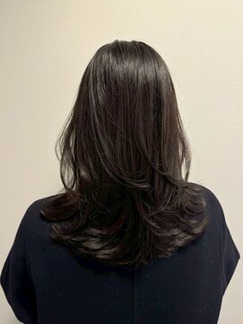 ムード(MOOD,) 着物ヘア/ダークアッシュ/ミディアムレイヤーカット/銀座駅