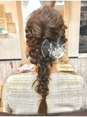 ４つ編みダウンヘアセット