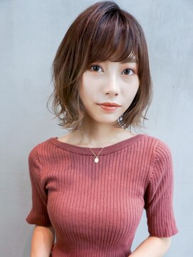 アルバム 銀座(ALBUM GINZA) ラフボブ_セシルカットココアブラウンフリンジウェーブ_67748